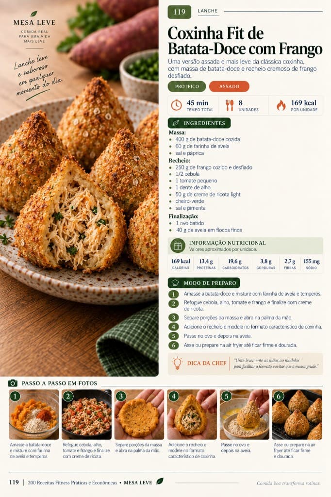 Página real do guia: Coxinha Fit de Batata-Doce com Frango